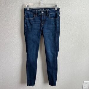 American Eagle Mid Rise Jegging Skinny Jean Women's 4 Dark Wash Stretch Denim